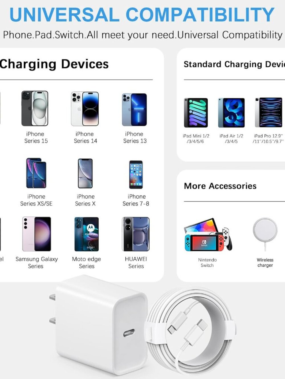 10FT USB-C Charger with Block (2 chargers) - Picture 2 of 3